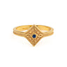 Byzantine Rhombus Ring in 925 Sterling Silver Gold-Plated with Zircon — Blue