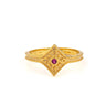 Byzantine Rhombus Ring in 925 Sterling Silver Gold-Plated with Zircon — Red