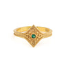 Byzantine Rhombus Ring in 925 Sterling Silver Gold-Plated with Zircon — Green