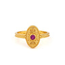 Byzantine Oval Ring in 925 Sterling Silver Gold-Plated with Round Zircon — Red