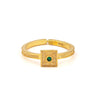 Byzantine Square Ring in 925 Sterling Silver Gold Plated with Round Zircon — Green