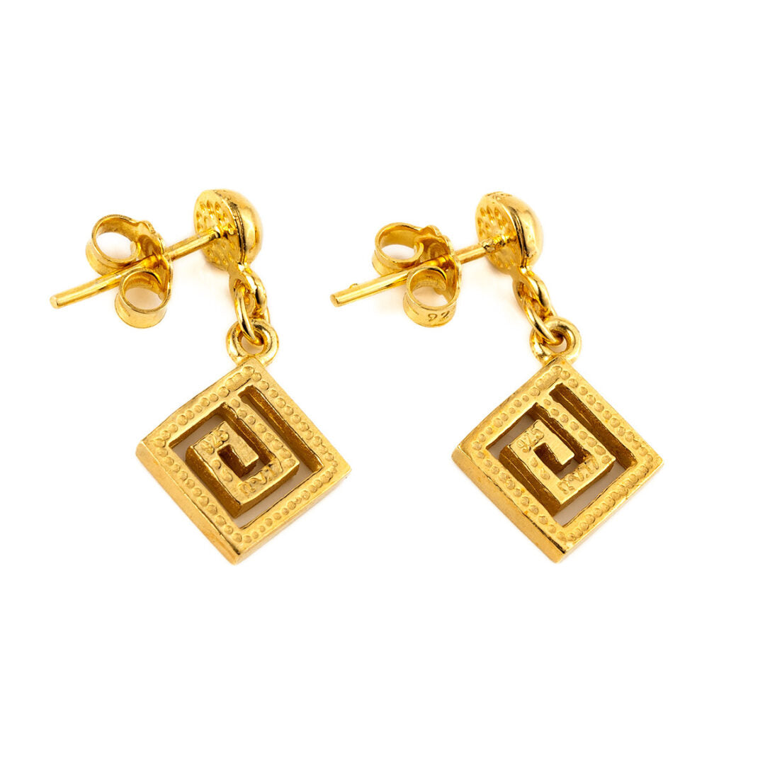 Greek Key Earrings – 925 Sterling Silver
