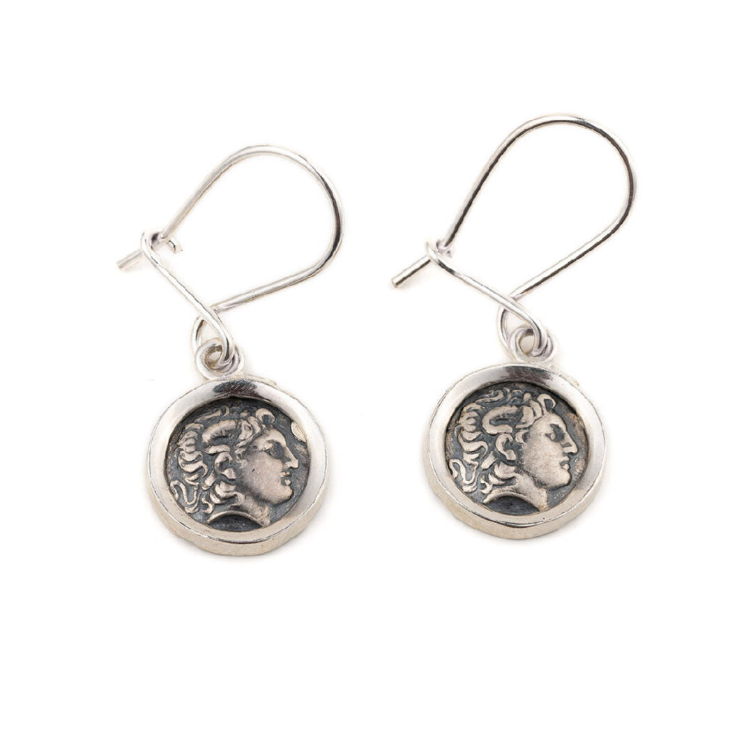Alexander the Great Coin Earrings - 925 Sterling Silver