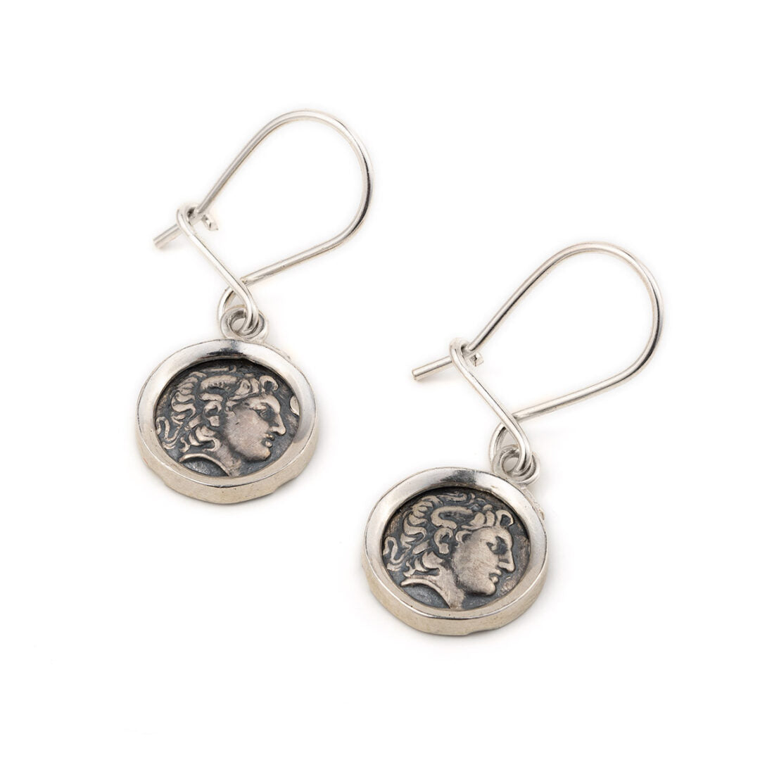 Alexander the Great Coin Earrings - 925 Sterling Silver