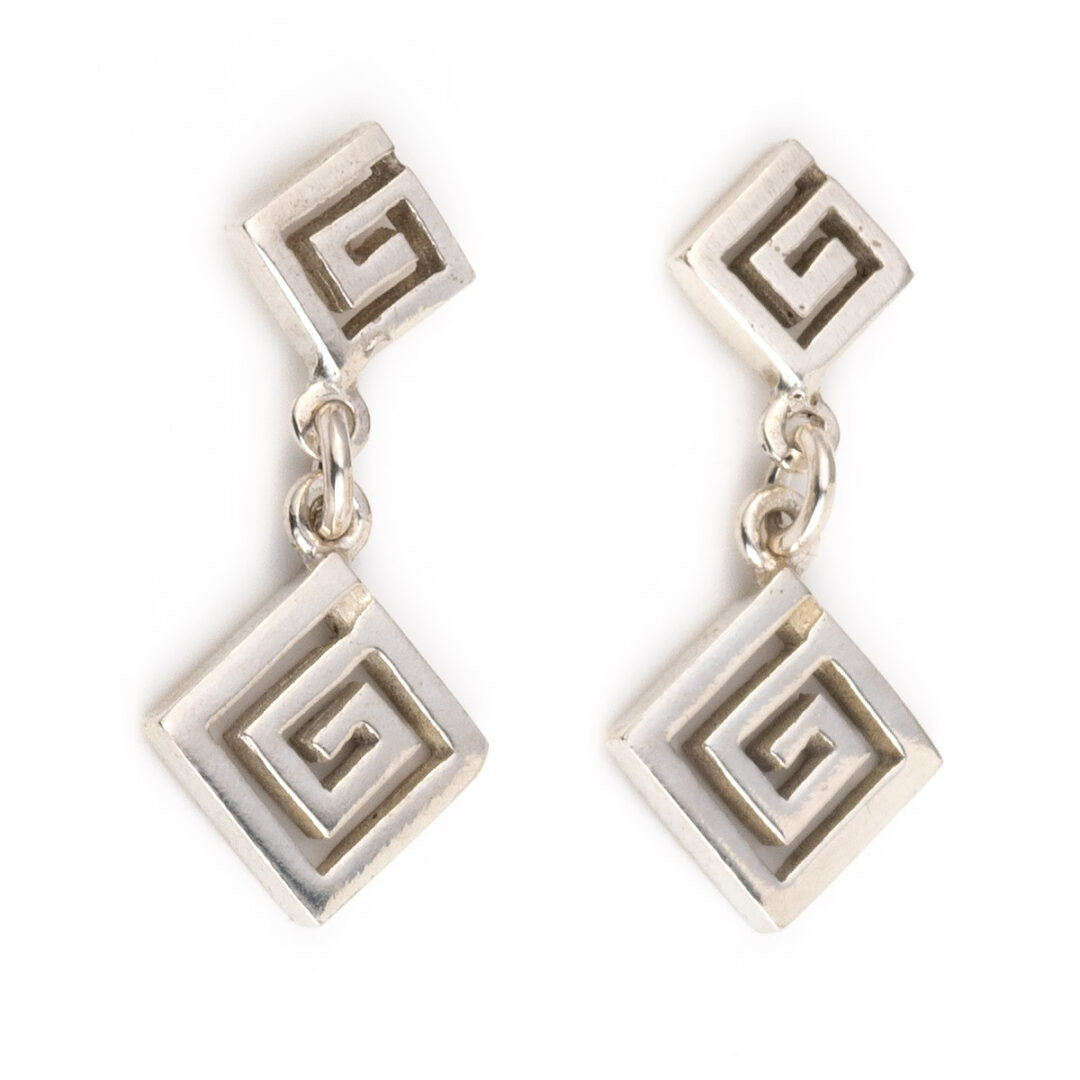 Sterling Silver - Meander Drop Earrings