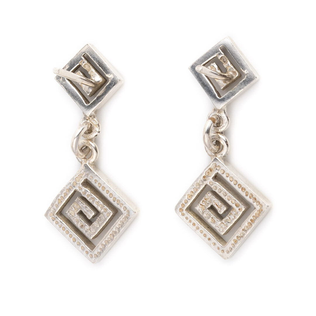 Sterling Silver - Meander Drop Earrings