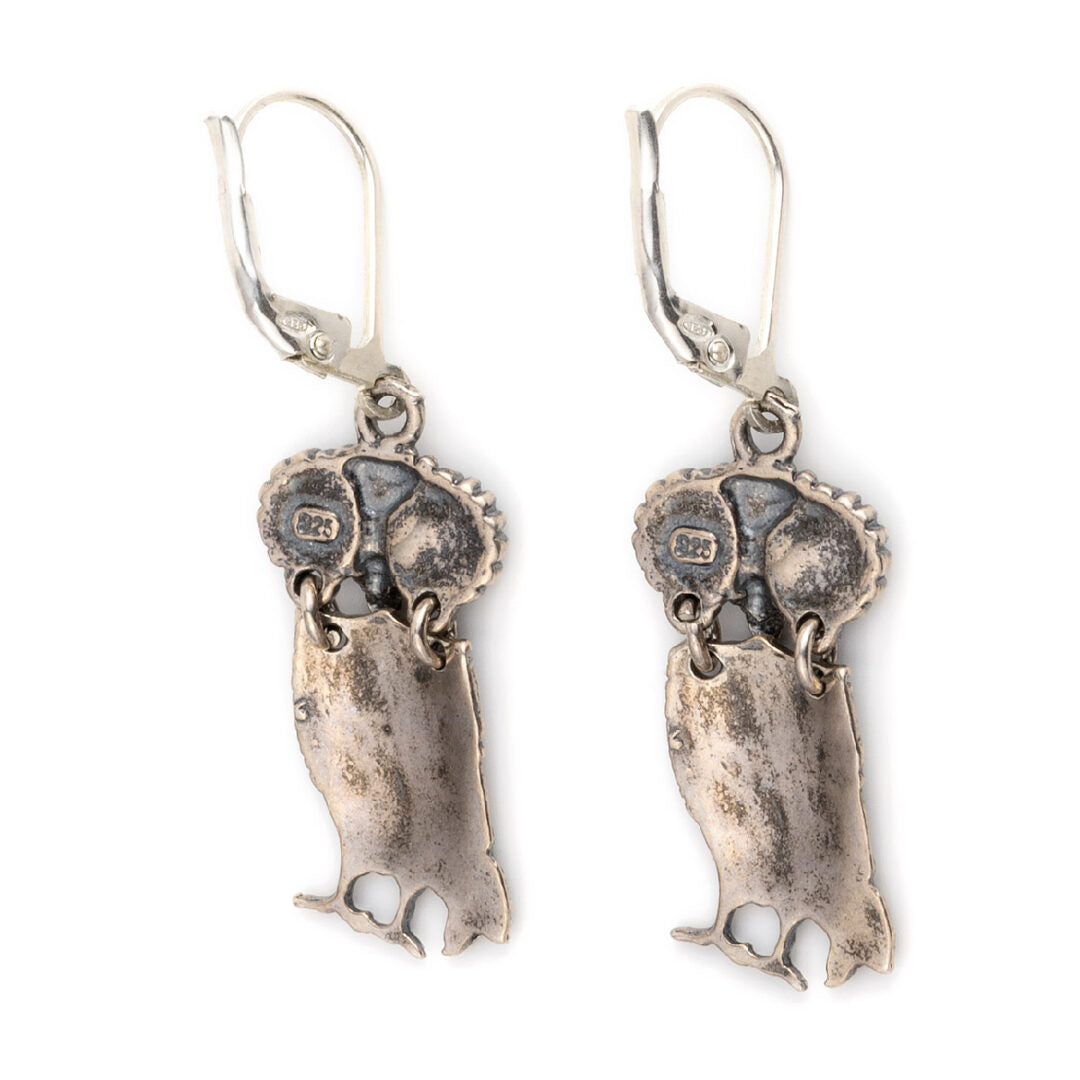 Sterling Silver Owl Dangle Earrings