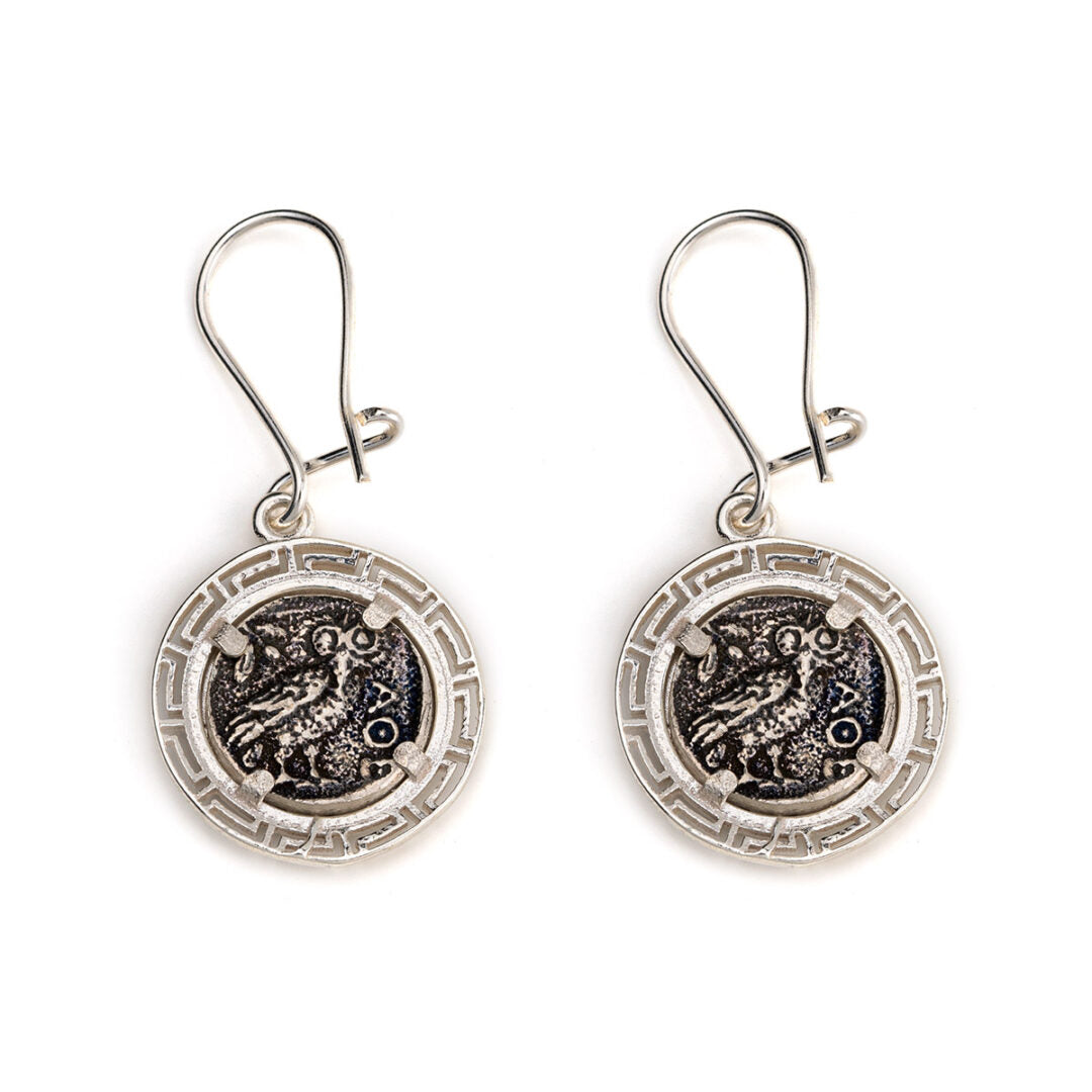 Σκουλαρίκια Αθηνά με Μαίανδρο - Ασήμι 925