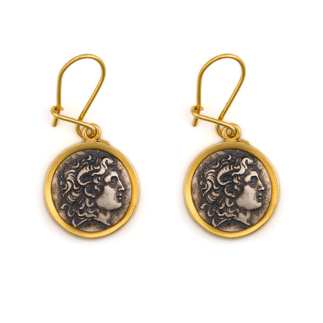 Alexander the Great Earrings - 925 Sterling Silver and Gold Plated