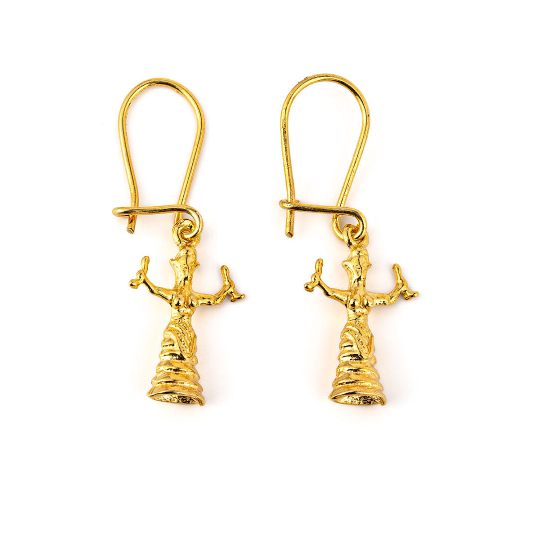 Snake Goddess Drop Earrings - Sterling Silver and Gold Plated
