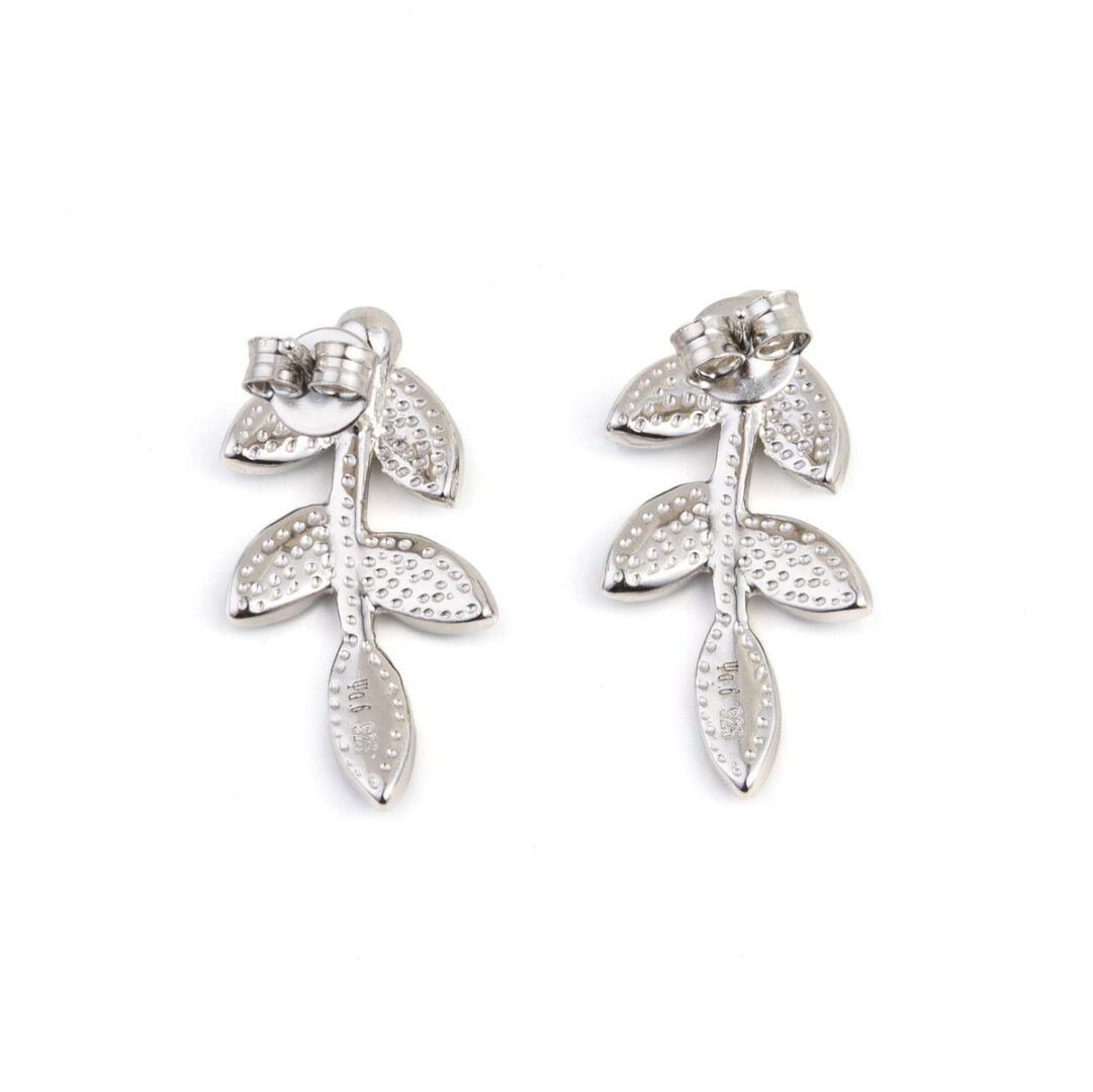 Stud Leaf Opal Earrings - 925 Sterling Silver