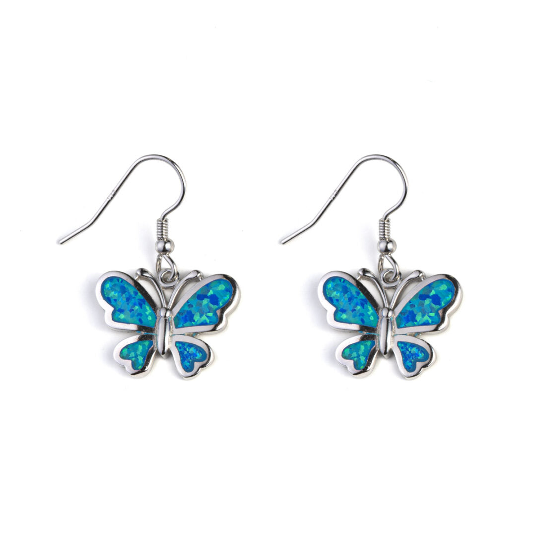 Butterfly Opal Earrings - 925 Sterling Silver