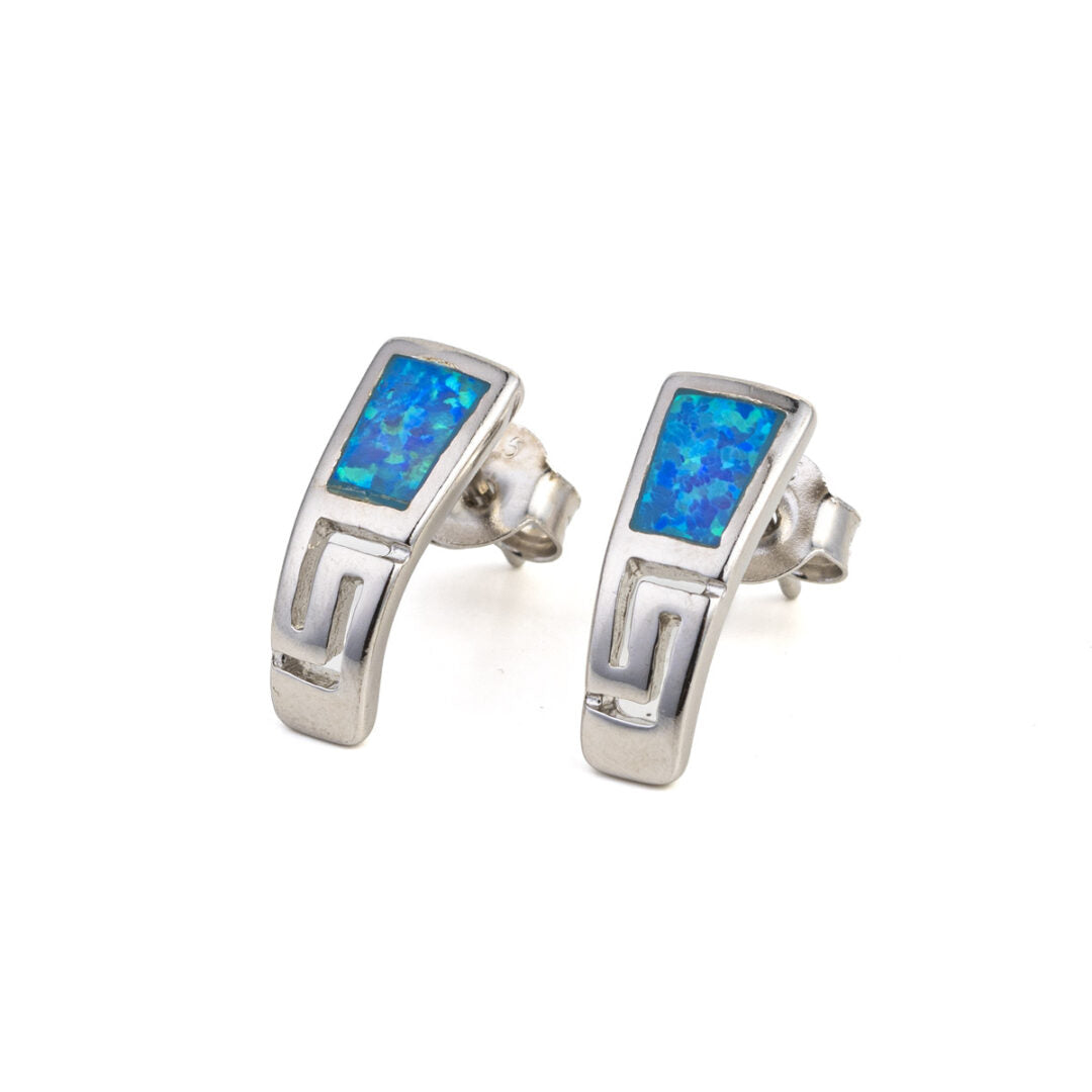 Curvy Opal Stud Earrings - 925 Sterling Silver
