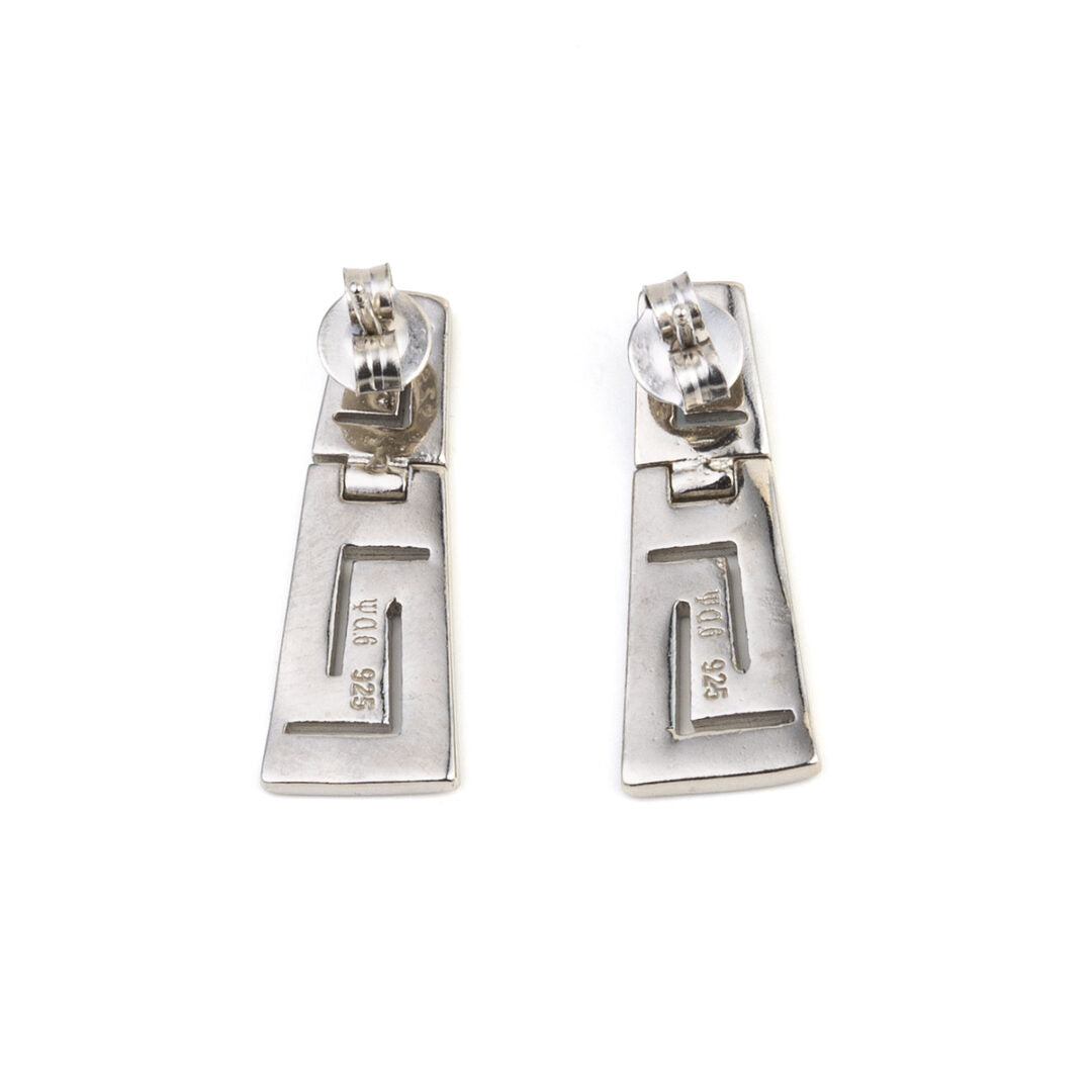 Blue Opal Meander Earrings - 925 Sterling Silver