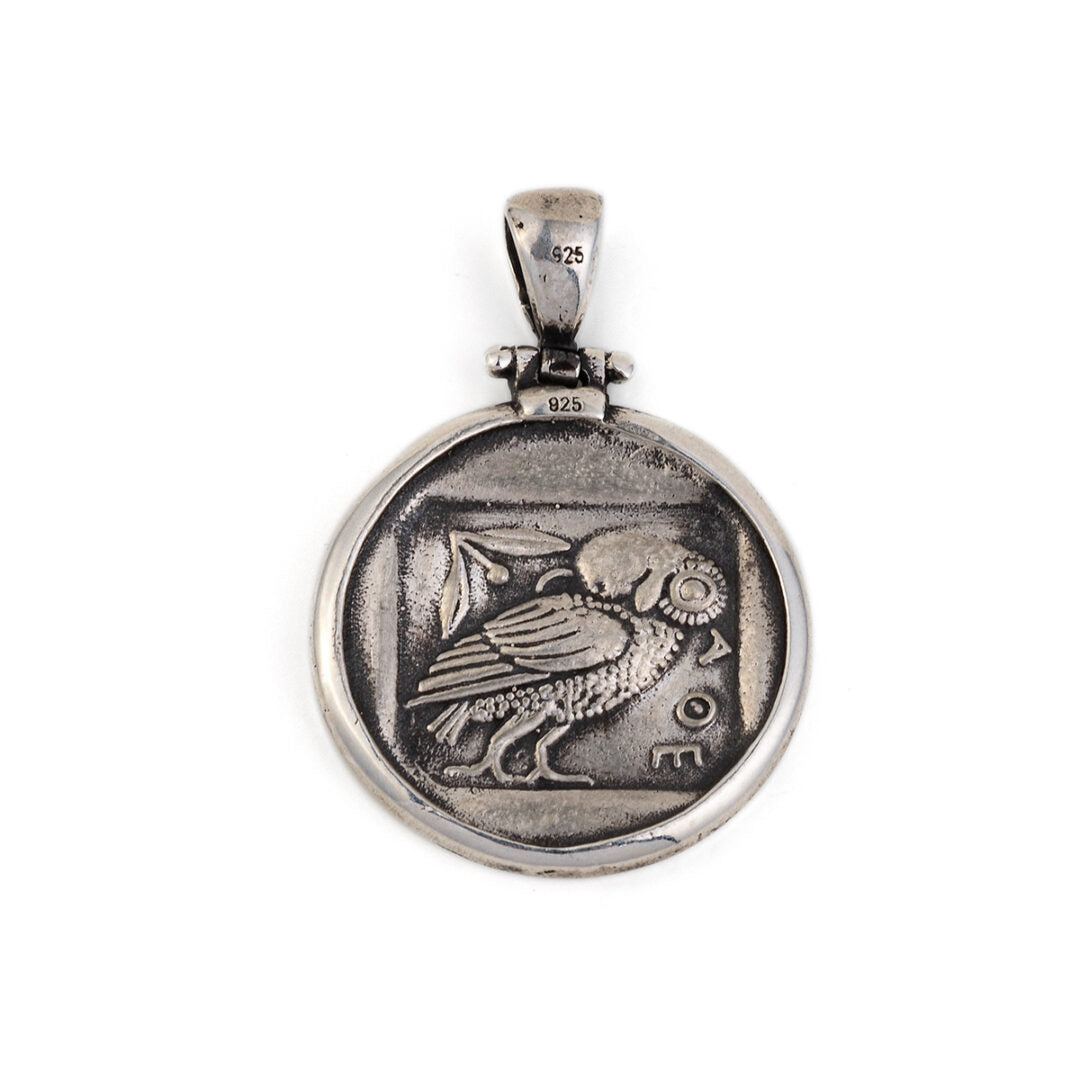 Athena Greek Goddess Coin Pendant - Sterling Silver and Gold Plated