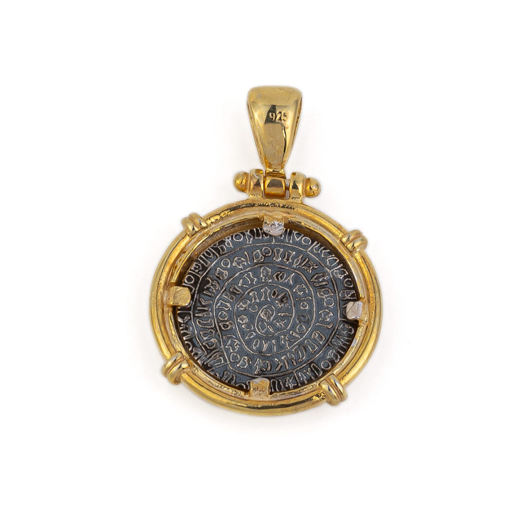 Phaistos Disc Pendant – Sterling Silver and Gold Plated