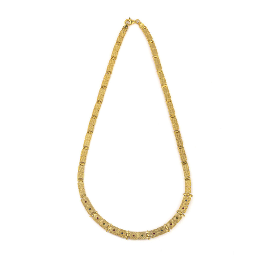 Byzantine Necklace with Zircon - Sterling Silver Gold Plated