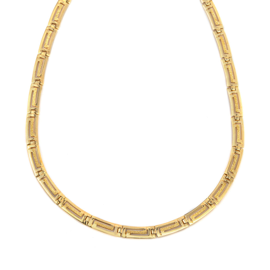 Greek Key Meander Necklace in Sterling Silver and Gold Plated