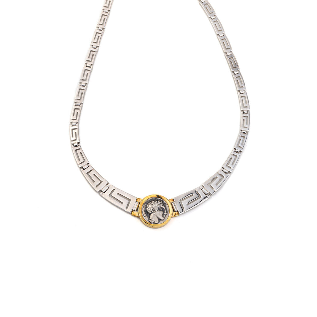 Athena and Owl Necklace – 925 Sterling Silver and Gold Plated