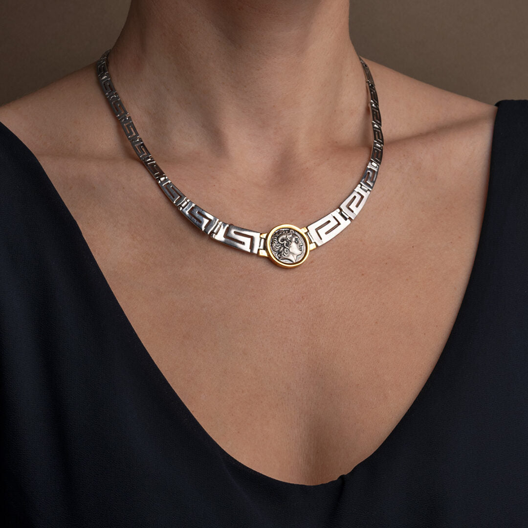 Alexander the Great Necklace – 925 Sterling Silver and Gold Plated