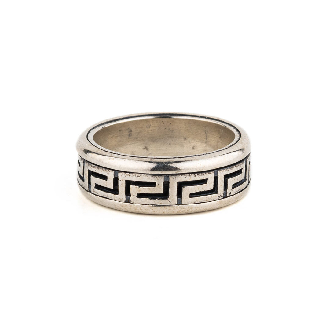 Greek Key Meander Ring – 925 Sterling Silver