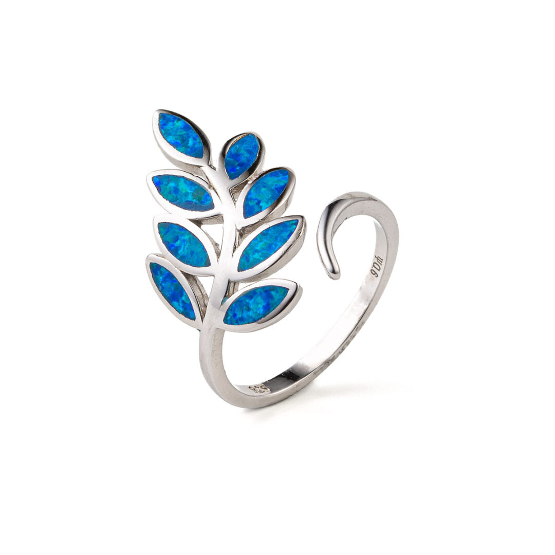 Leaf Opal Ring - 925 Sterling Silver