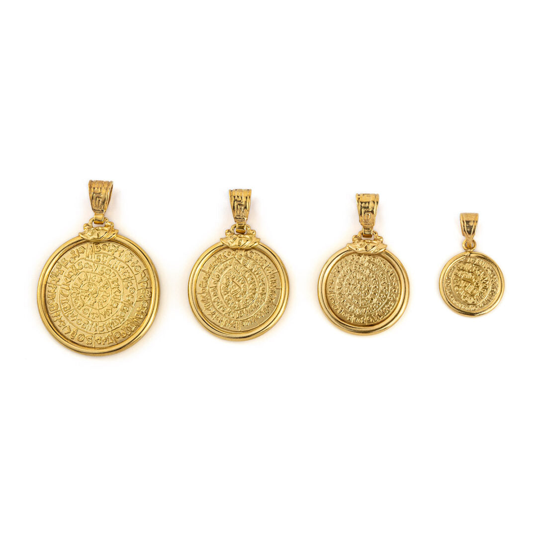 Gold Plated Minoan Phaistos Disc Pendant