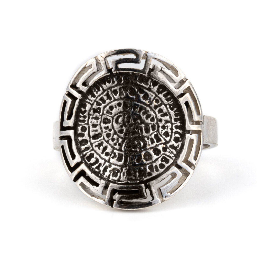 Phaistos Disc Meander Ring - 925 Sterling Silver