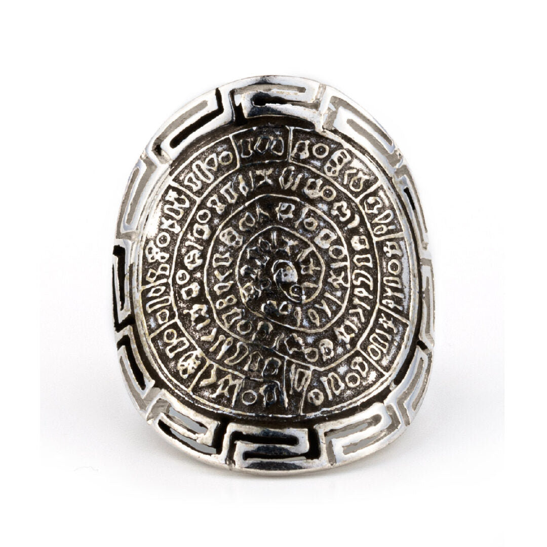 Phaistos Disc Meander Ring - 925 Sterling Silver