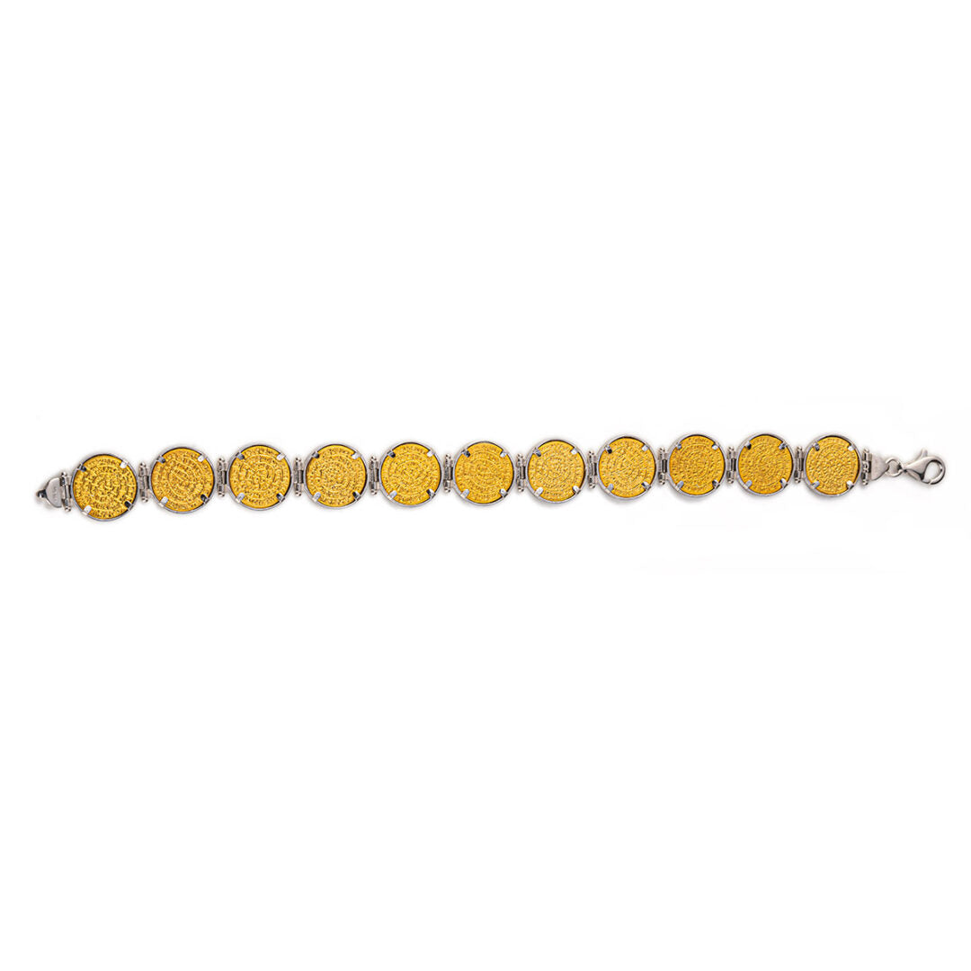 Phaistos Disc Link Bracelet in 925 Sterling Silver