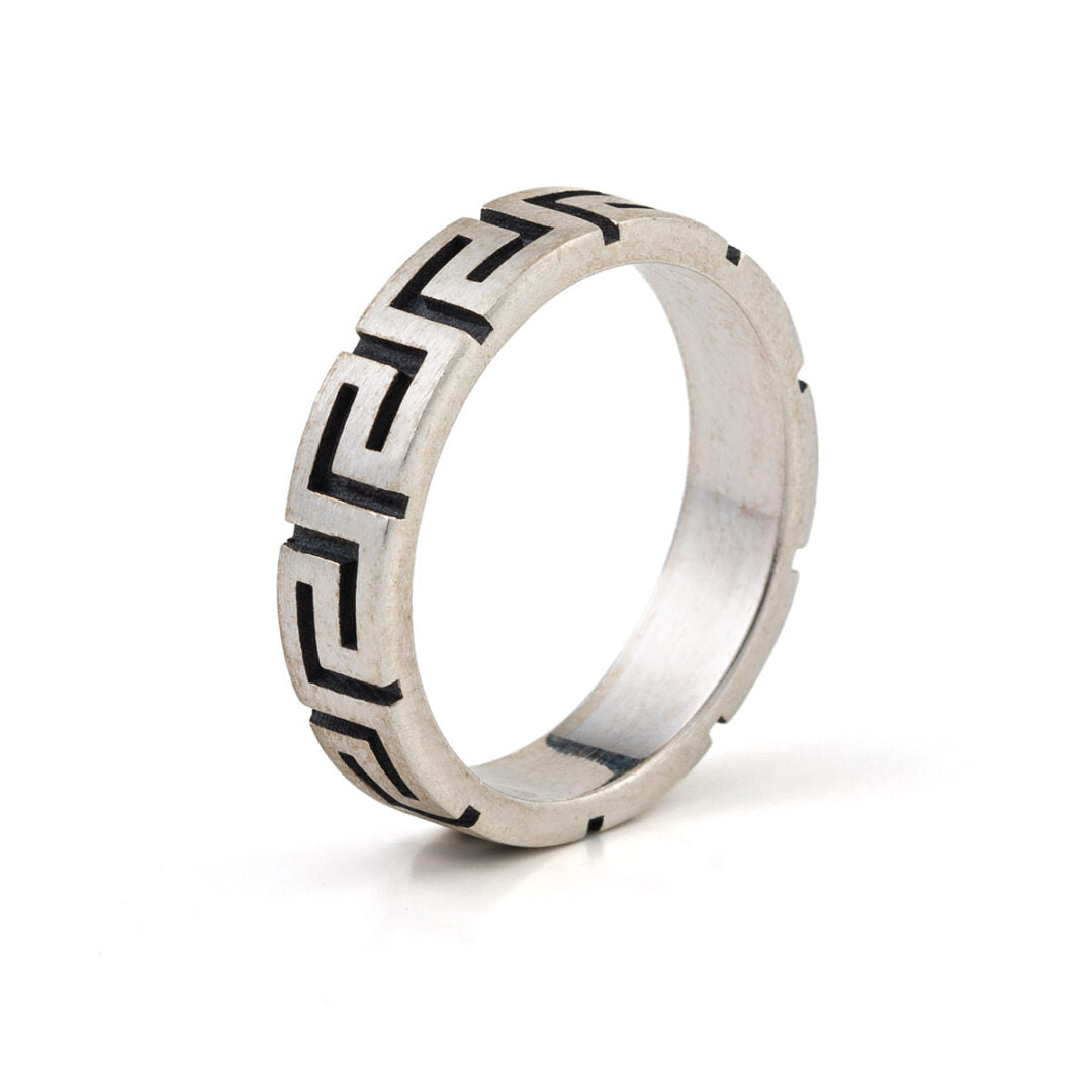 Sterling Silver Greek Key Meander Ring