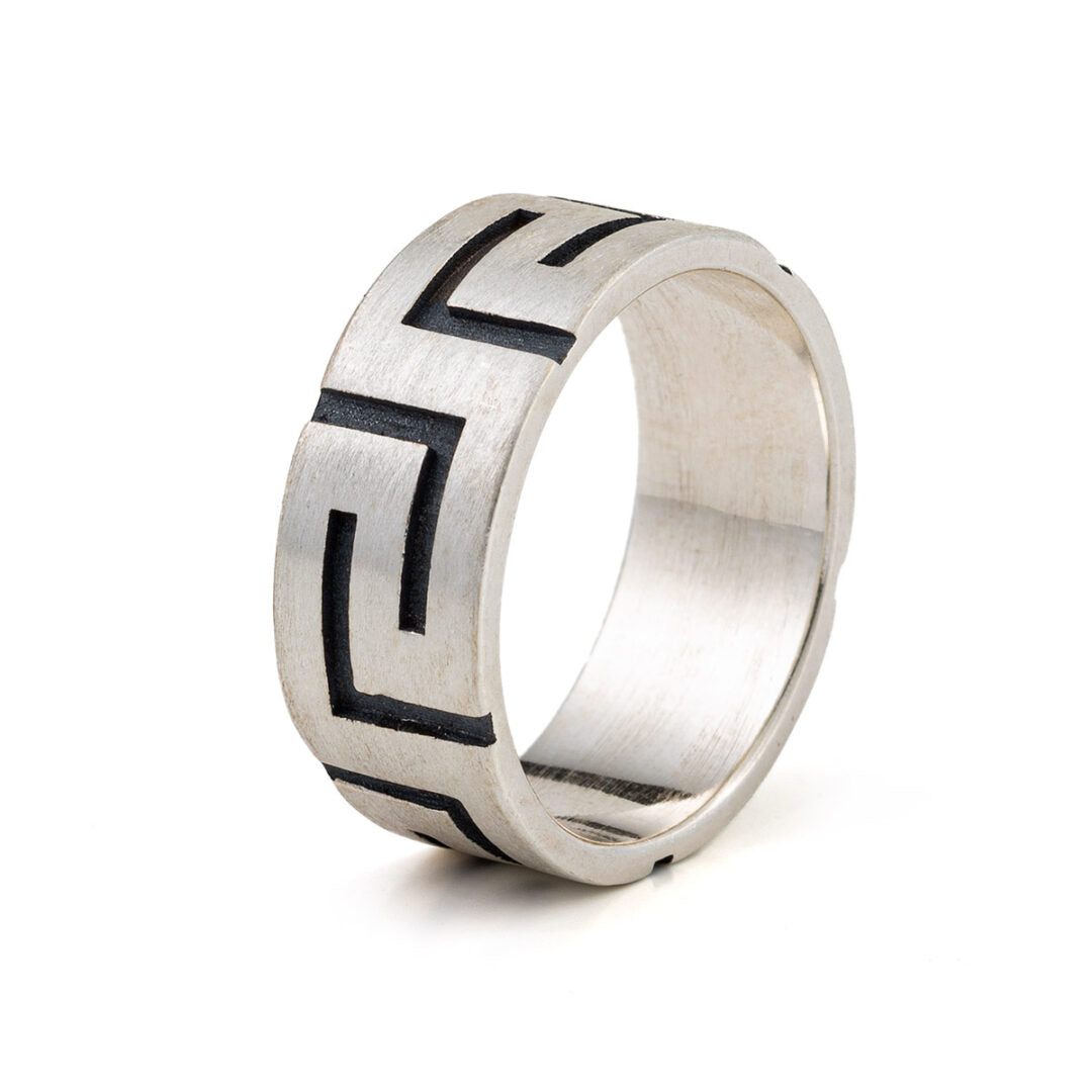 Greek Key Design Ring Sterling Silver