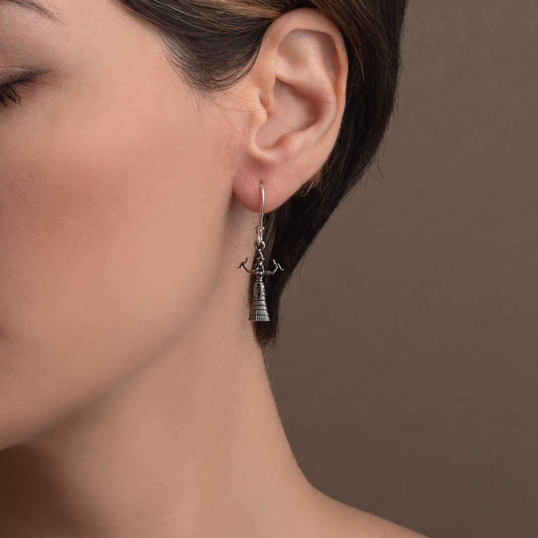 Snake Goddess Drop Earrings - Sterling Silver and Gold Plated