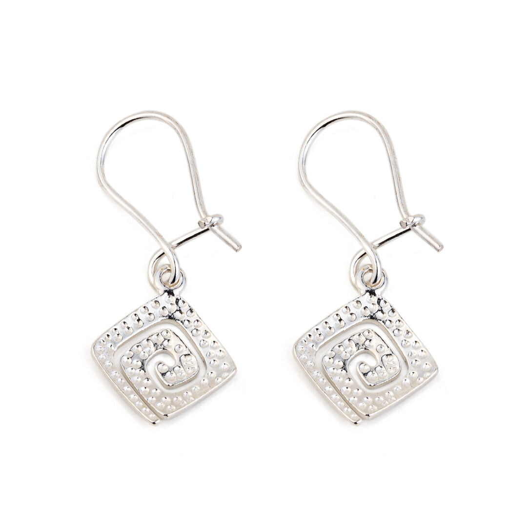 Greek Key Drop Earrings – 925 Sterling Silver
