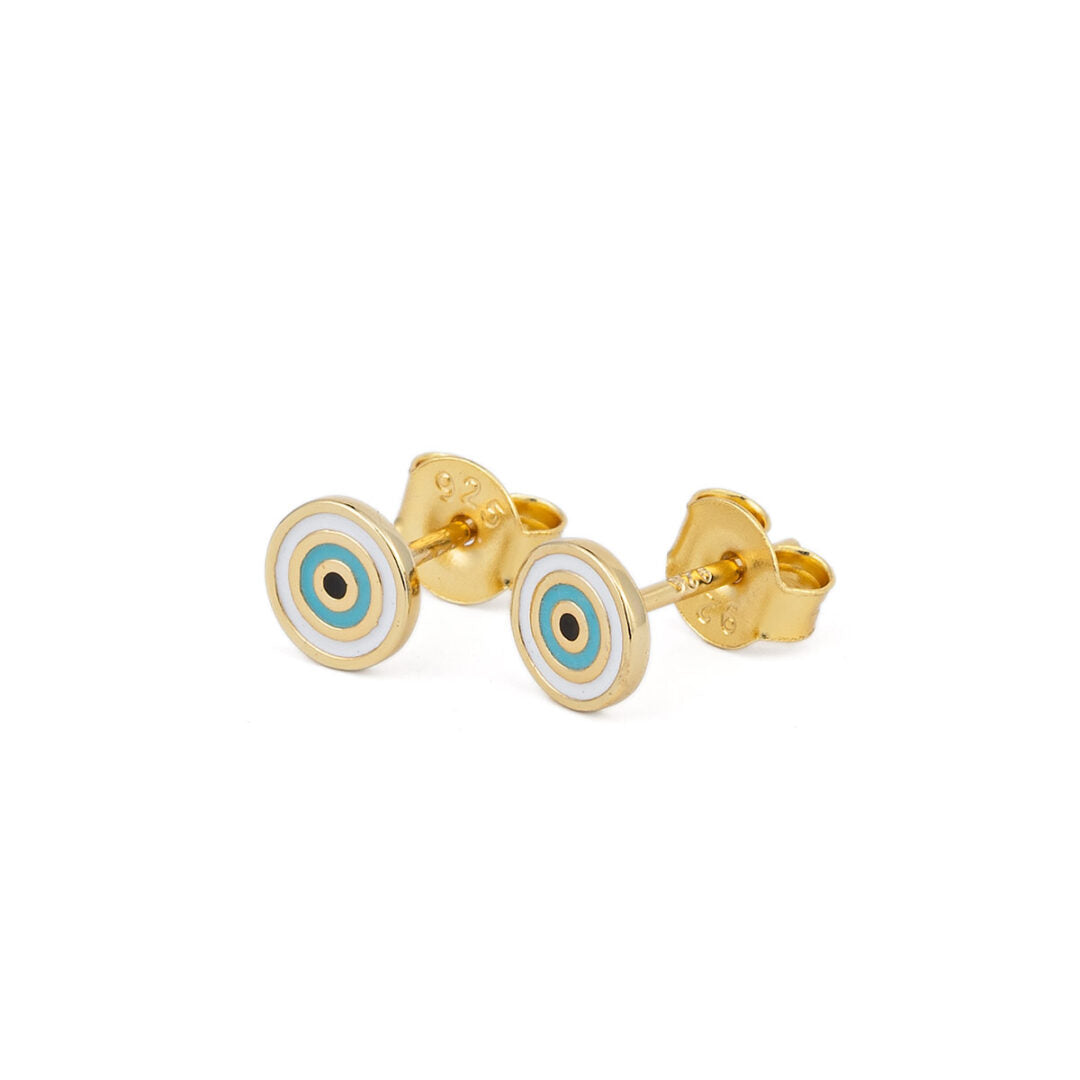 Tiny Evil Eye Stud Earrings - Sterling Silver and Gold Plated