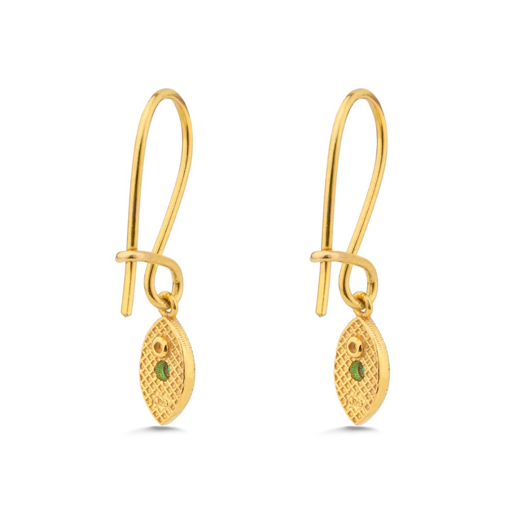 Evil Eye Drop Earrings with Zircon — Green