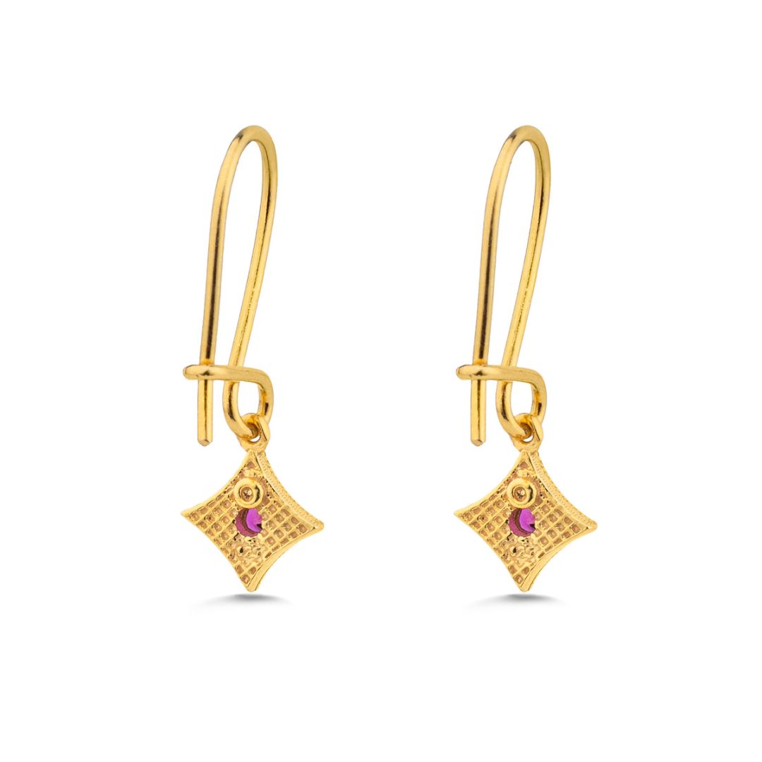 Byzantine Star Earrings with Zircon — Blue