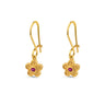Byzantine Flower Drop Earrings with Zircon — Red