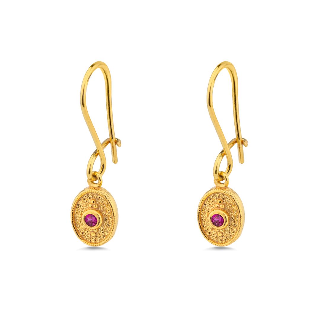 Byzantine Oval Earrings with Zircon