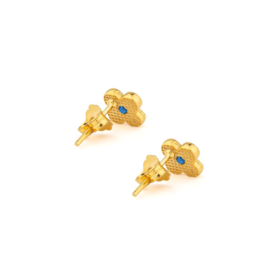Byzantine Mini Flower Earrings with Zircon — Red