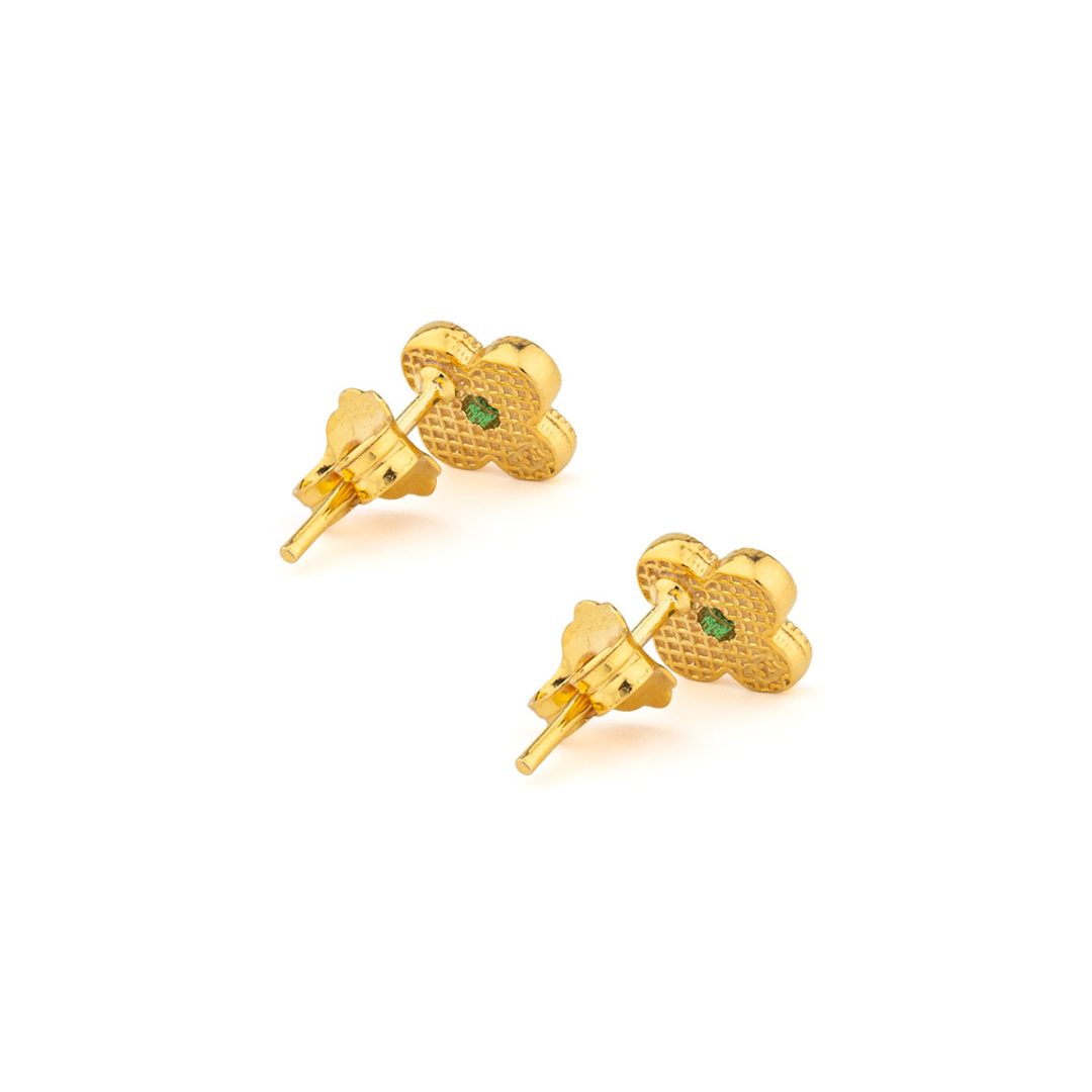 Byzantine Mini Flower Earrings with Zircon — Red