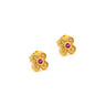 Byzantine Mini Flower Earrings with Zircon — Red
