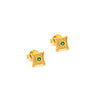 Byzantine Mini Star Stud Earrings with Zircon — Green