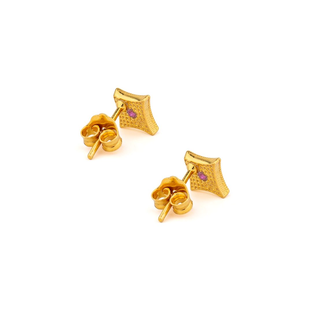 Byzantine Mini Star Stud Earrings with Zircon — Red