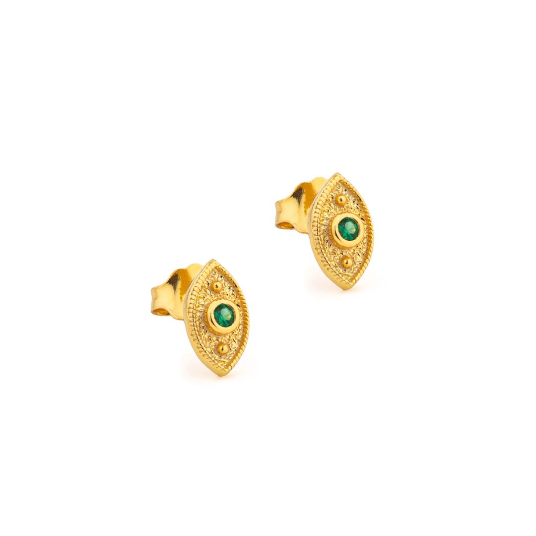 Mini Evil Eye Stud Earrings with Zircon