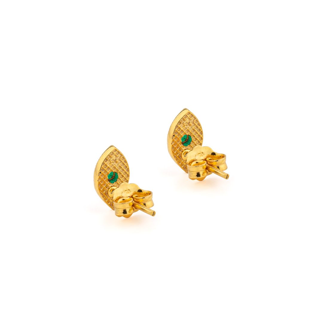 Mini Evil Eye Stud Earrings with Zircon — Red