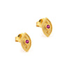 Mini Evil Eye Stud Earrings with Zircon — Red
