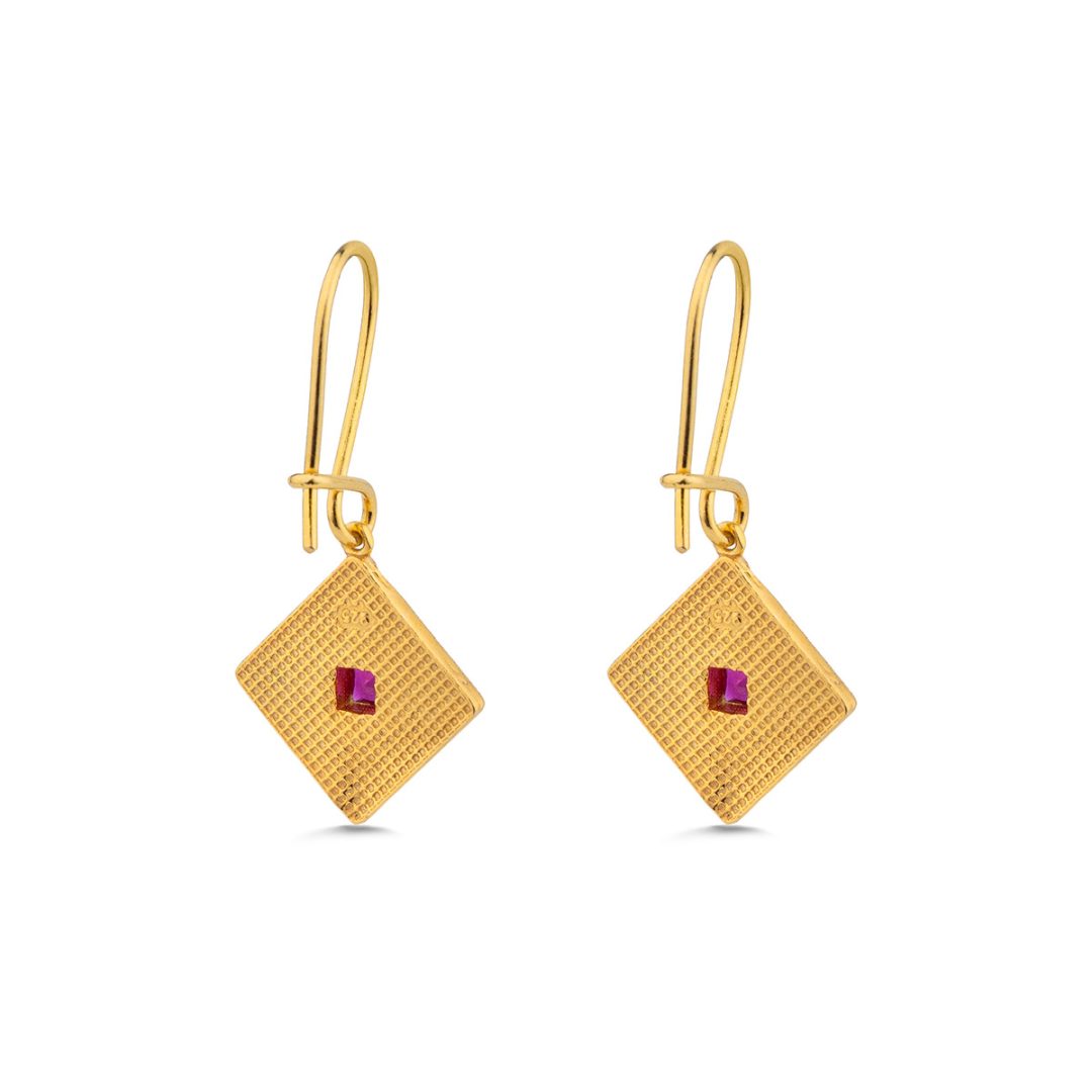 Byzantine Triangle Earrings with Zircon
