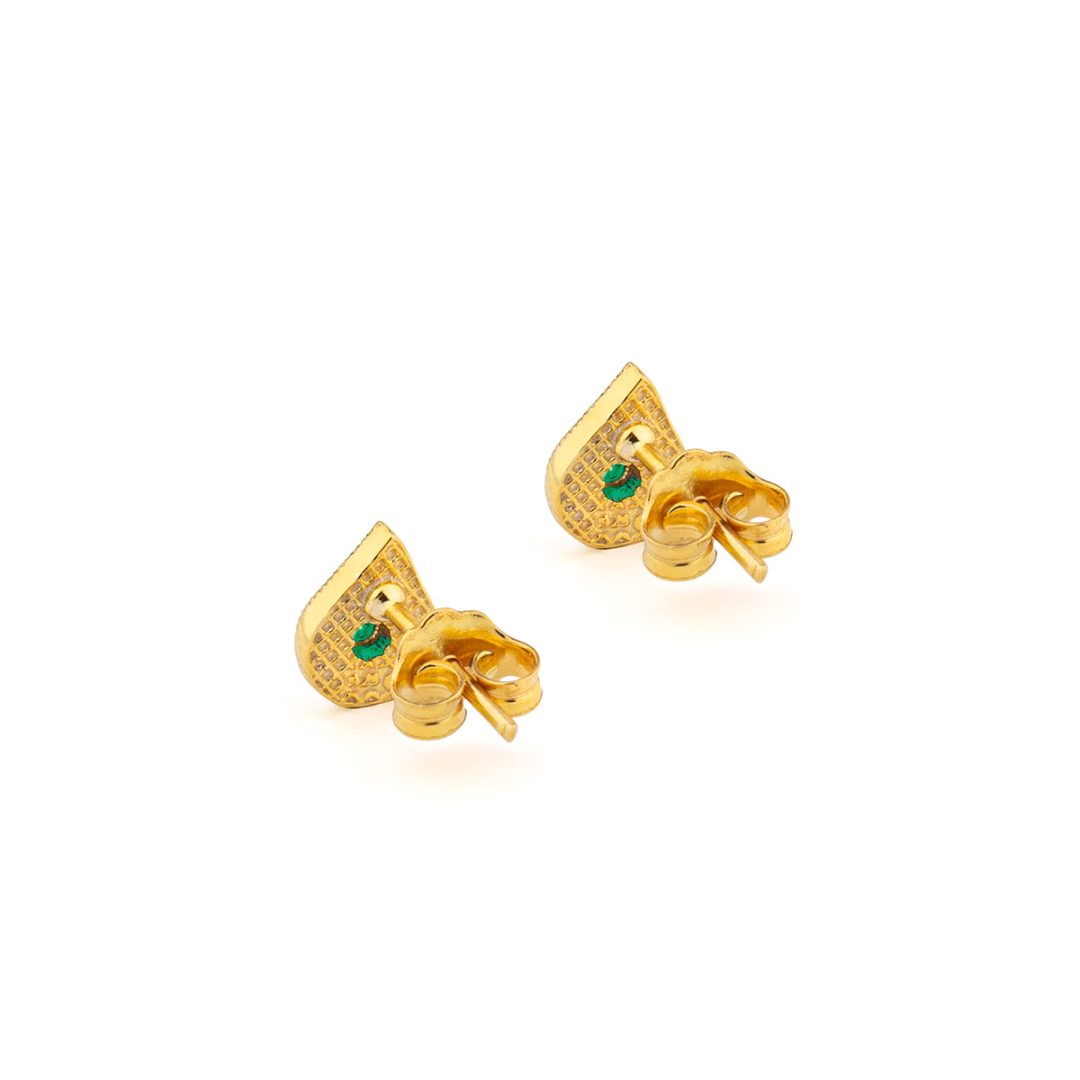 Byzantine Mini Tear Drop Stud Earrings with Zircon — Red