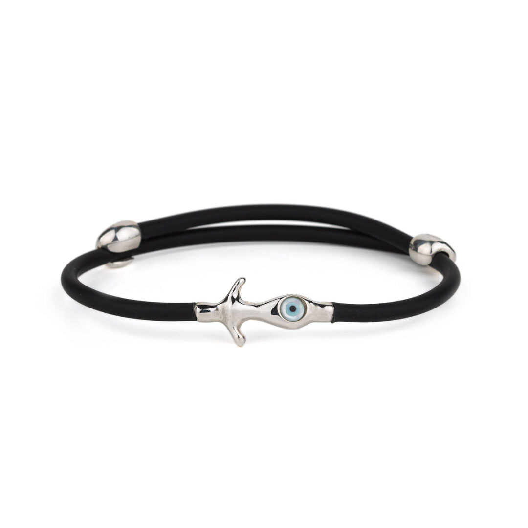 Evil Eye Ancor Caoutchouc Bracelet – 925 Sterling Silver